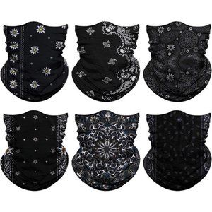 6Pcs Neck Gaiter Face Mask Men Women Seamless Bandana Rave Face Cover Scarf Mask